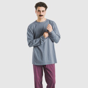 Pigiama lungo uomo cotone Gladiolo indaco