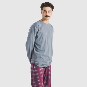 Pigiama lungo uomo cotone Gladiolo indaco 2
