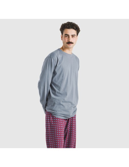 Pigiama lungo uomo cotone Gladiolo indaco