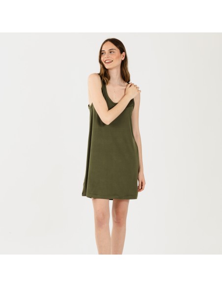 Vestito canotta soft verde militare