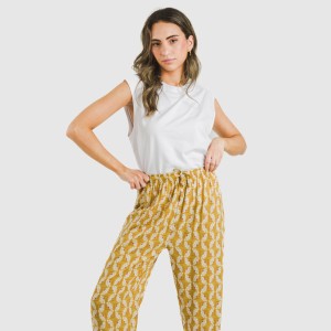 Pantalone viscosa Calsita senape