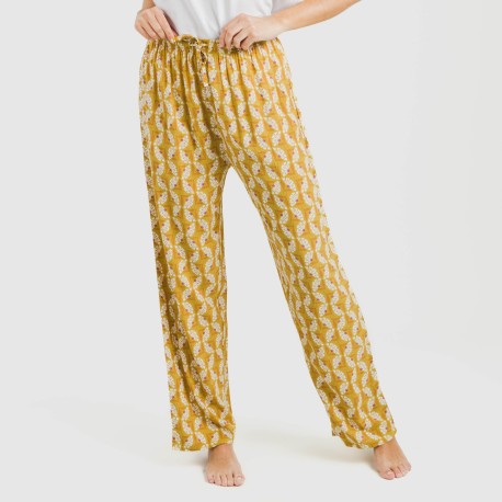 Pantalone viscosa Calsita senape