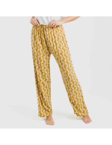 Pantalone viscosa Calsita senape