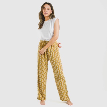 Pantalone viscosa Calsita senape