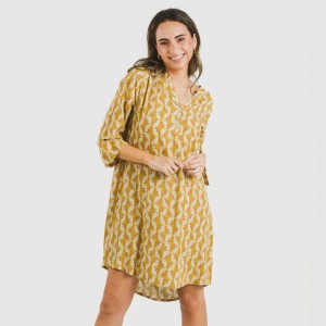 Camicia lunga viscosa Calsita senape