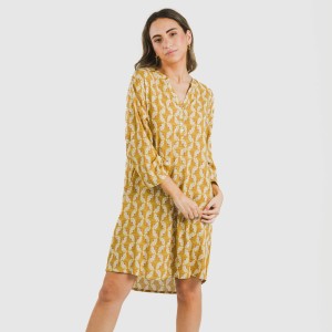 Camicia lunga viscosa Calsita senape 2