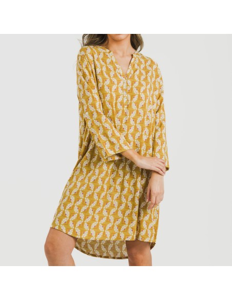 Camicia lunga viscosa Calsita senape