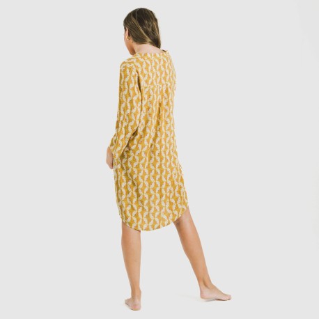 Camicia lunga viscosa Calsita senape