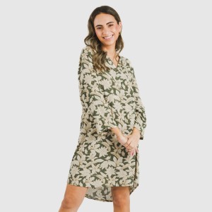 Camicia lunga viscosa Charamo verde militare