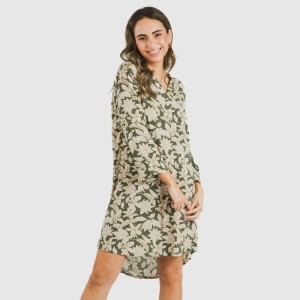 Camicia lunga viscosa Charamo verde militare 2