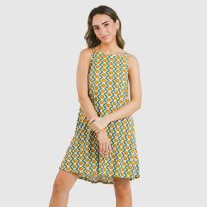 Vestito corto con spalline crêpe Naya blu acqua