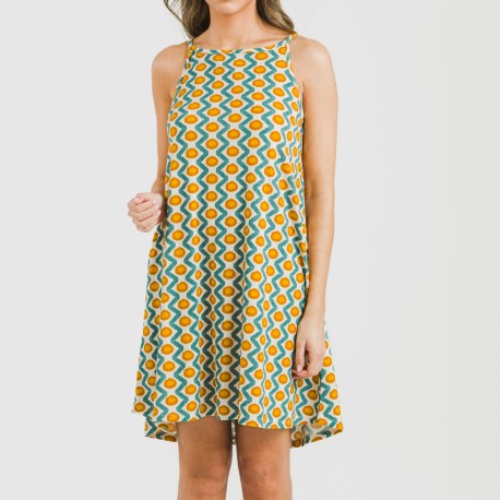 Vestito corto con spalline crêpe Naya blu acqua