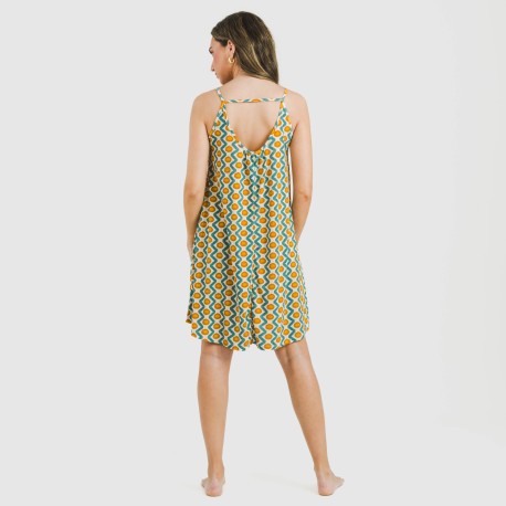 Vestito corto con spalline crêpe Naya blu acqua