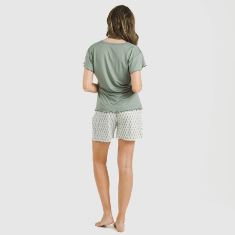 Pigiama corto manica ampia soft Remo verde