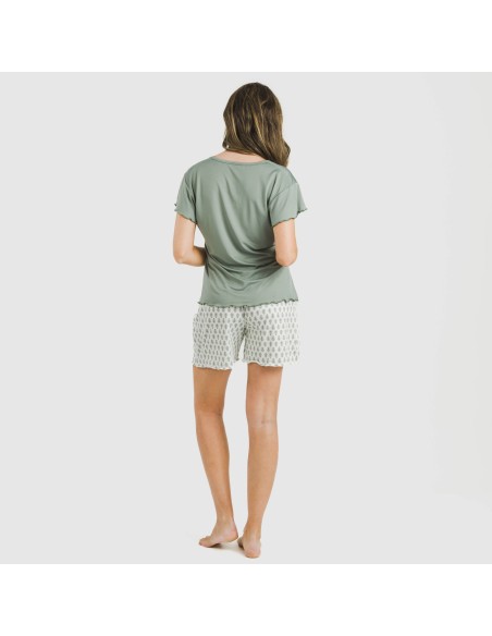Pigiama corto manica ampia soft Remo verde Pigiama corto manica ampia soft Remo verde