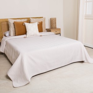 Copriletto doppio tessuto jacquard Delta topo