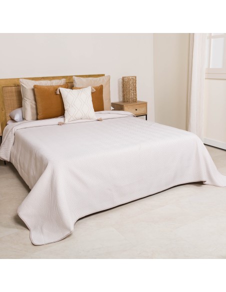 Copriletto doppio tessuto jacquard Delta topo