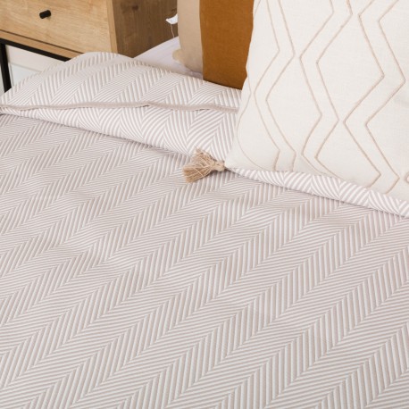 Copriletto doppio tessuto jacquard Delta topo