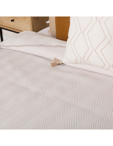 Copriletto doppio tessuto jacquard Delta topo