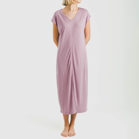 Vestito lungo manica ampia viscosa tinta unita
