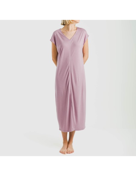 Vestito lungo manica ampia viscosa tinta unita Vestito lungo manica ampia viscosa tinta unita