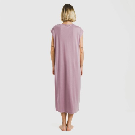 Vestito lungo manica ampia viscosa tinta unita