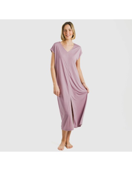 Vestito lungo manica ampia viscosa tinta unita Vestito lungo manica ampia viscosa tinta unita