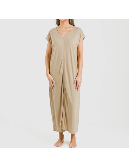 Vestito lungo manica ampia viscosa tinta unita Vestito lungo manica ampia viscosa tinta unita