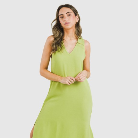 Vestito lungo canotta bambula tinta unita