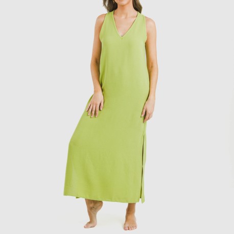 Vestito lungo canotta bambula tinta unita