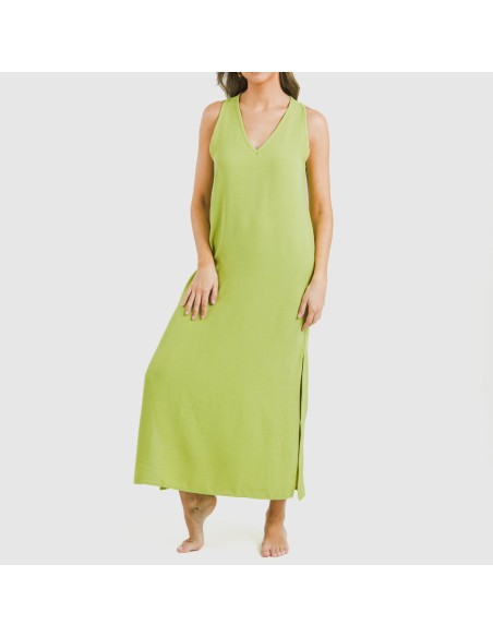 Vestito lungo canotta bambula tinta unita Vestito lungo canotta bambula tinta unita