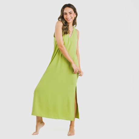 Vestito lungo canotta bambula tinta unita