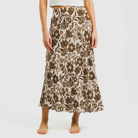 Gonna midi viscosa bambula Alexis marrone