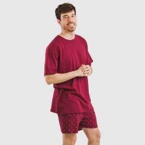 Pigiama corto cotone uomo Savino bordeaux