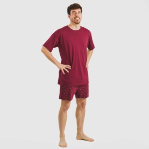 Pigiama corto cotone uomo Savino bordeaux 2