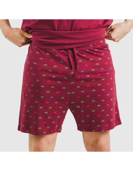 Pigiama corto cotone uomo Savino bordeaux
