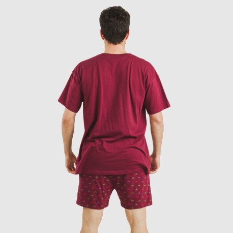 Pigiama corto cotone uomo Savino bordeaux