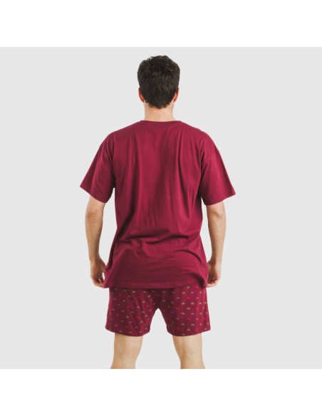Pigiama corto cotone uomo Savino bordeaux