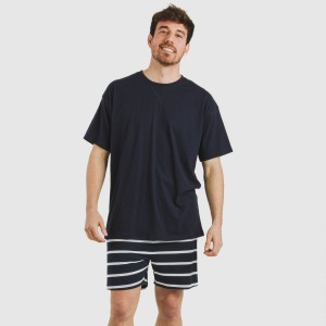 Pigiama corto cotone uomo Raya Sailor blu navy