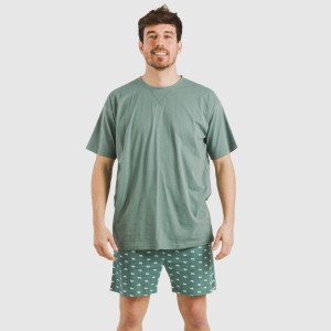 Pigiama corto cotone uomo Dawin verde 2