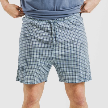 Pigiama corto cotone uomo Cuadro Kike blu
