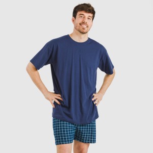 Pigiama corto cotone uomo Cuadro Edesia blu 2