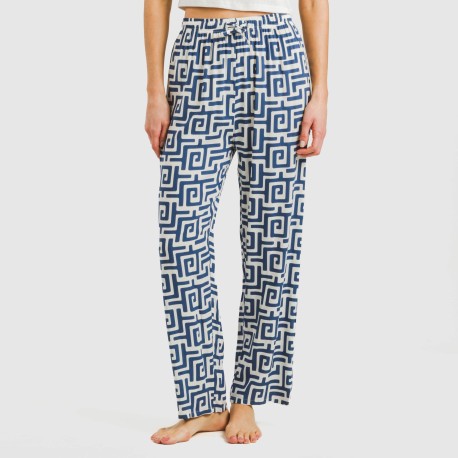 Pantalone viscosa Beriche blu