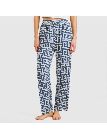 Pantalone viscosa Beriche blu Pantalone viscosa Beriche blu