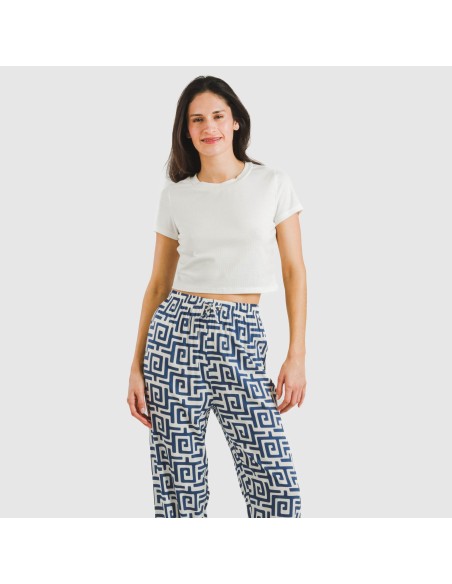 Pantalone viscosa Beriche blu Pantalone viscosa Beriche blu