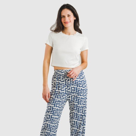 Pantalone viscosa Beriche blu