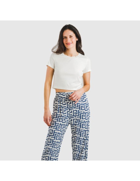 Pantalone viscosa Beriche blu Pantalone viscosa Beriche blu