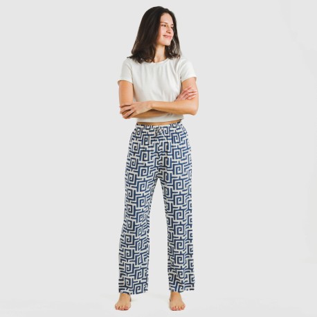 Pantalone viscosa Beriche blu