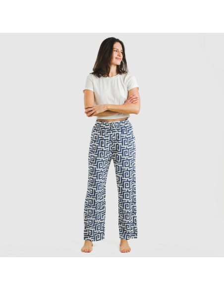 Pantalone viscosa Beriche blu Pantalone viscosa Beriche blu