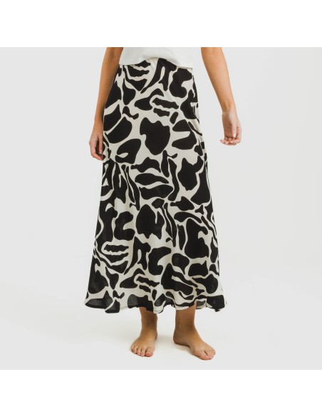 Gonna midi viscosa bambula Teudis beige - nero Gonna midi viscosa bambula Teudis beige - nero